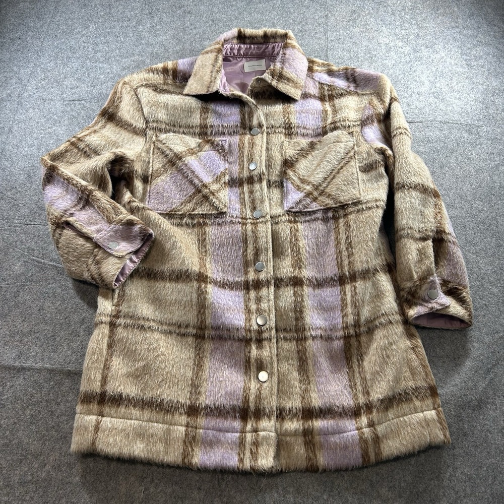 7 Diamonds Jacket Womens Small Saige Plaid Snap Up Long Line Shacket